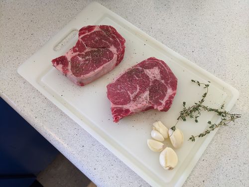 Steaks seasoned