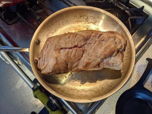 Pork shoulder after sear