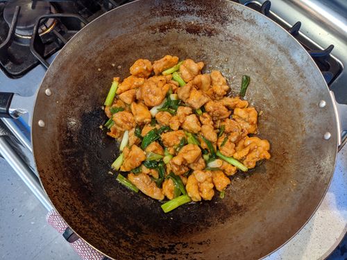 Green onions and chicken