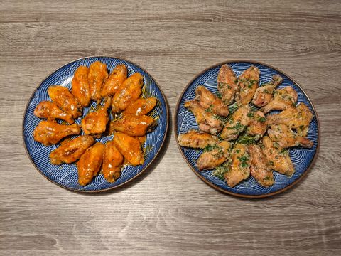 Garlic Parmesan and Buffalo Chicken Wings