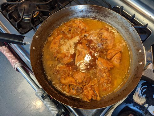 Chicken simmered