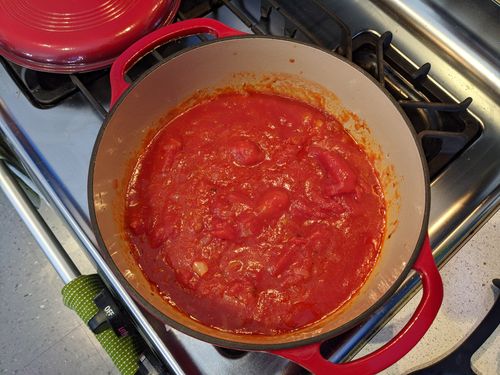 Marinara sauce after tomatoes