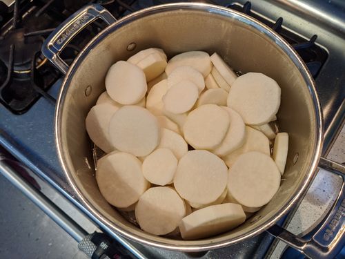 Radishes in pot
