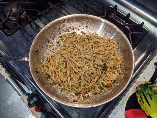 Pasta after parsley and cheese