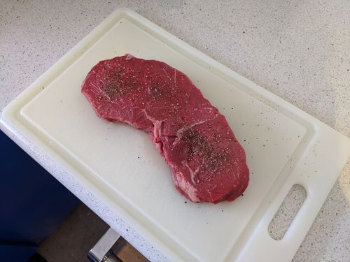 Steak seasoned